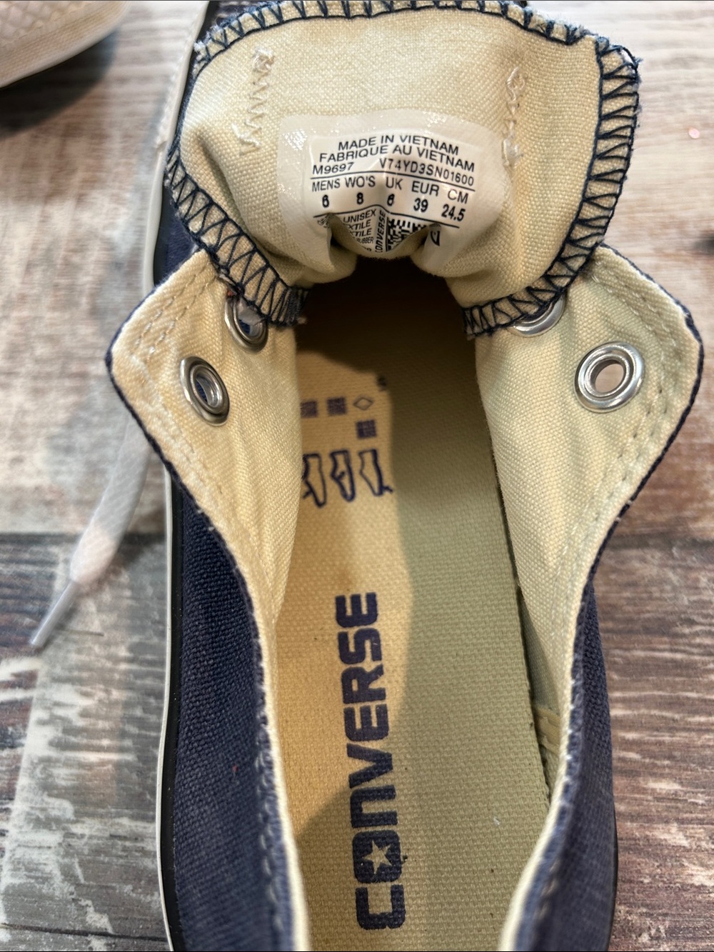 Converse Navy Canvas Low Top Sneakers with White Laces - Picture 2 of 4